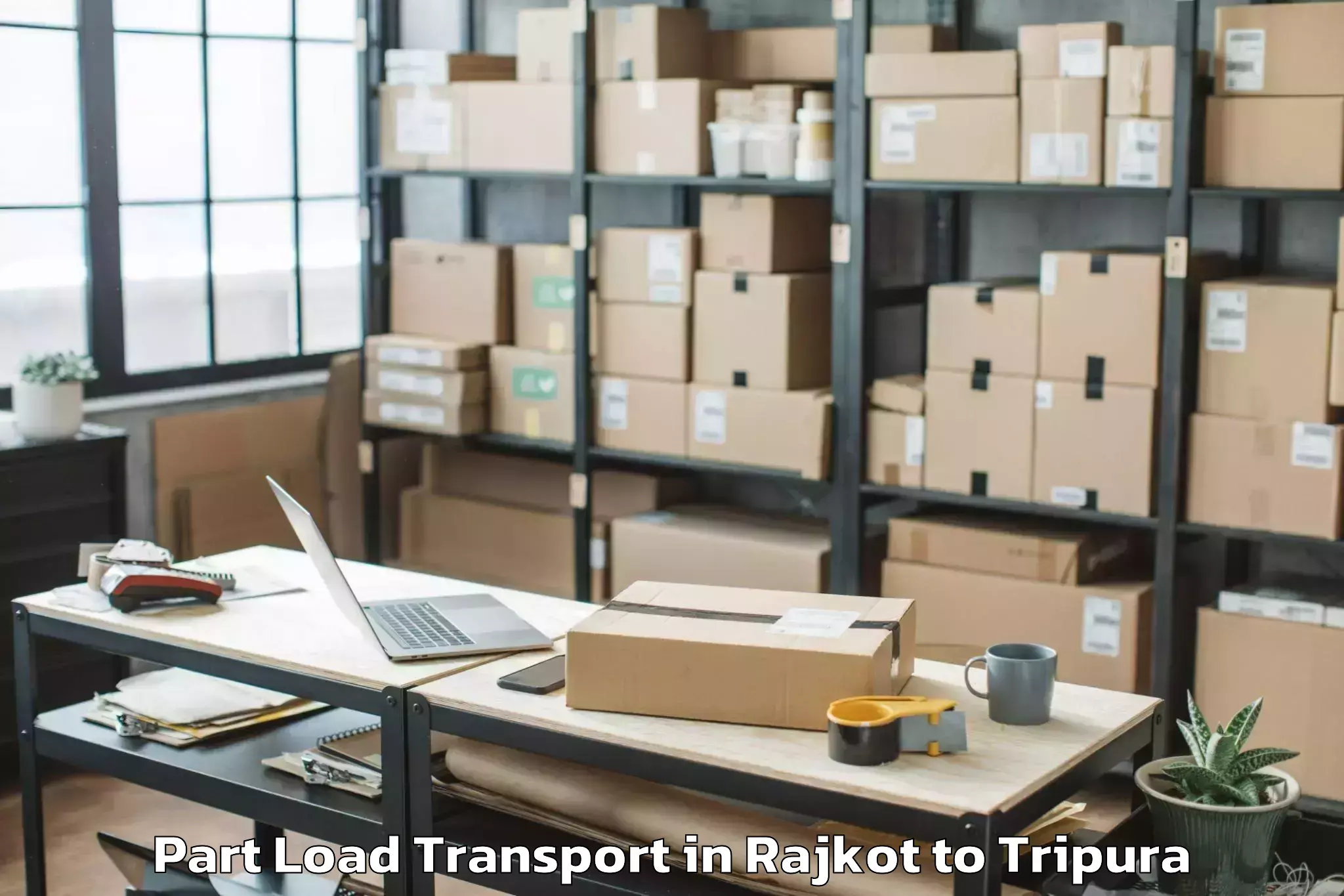 Book Rajkot to Singerbhil Airport Ixa Part Load Transport Online